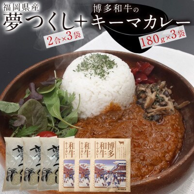 カレーセット(福岡県産夢つくし2合×3袋・博多和牛キーマカレー3個)(川崎町)