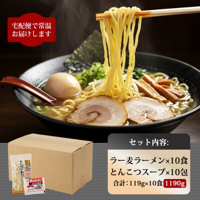 博多情熱とんこつラーメン10食　福岡県産ラー麦100%の麺と豚こつスープのセット(川崎町)