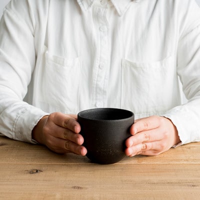 信楽焼・明山の　カフェオレボウル　とび茶生成りセットs18-cu11