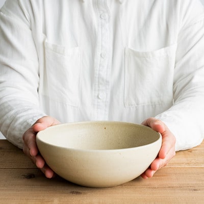 信楽焼・明山の　ボウルL　生成り　s18-wa09