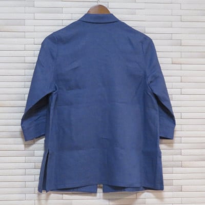 【和心衣・ワゴロモ】和晒麻布(わざらしあざぶ)麻100%のレディスジャケット  ネイビーMサイズ