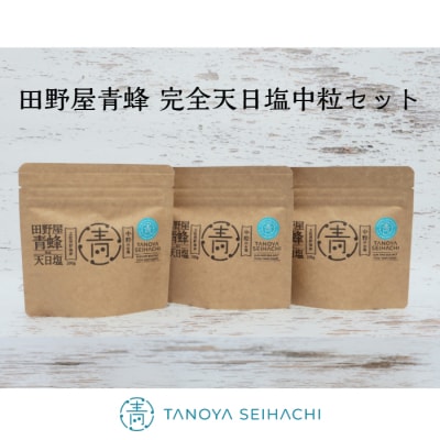 【四国一小さなまち】塩職人 田野屋青蜂　完全天日塩中粒セット　100g×3個