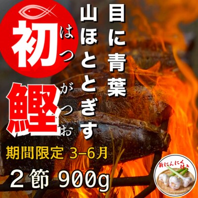 【四国一小さなまち】 ★数量限定★ ≪ヤマシン≫ 初鰹のわら焼きタタキ 2節　※新にんにく1玉付き※