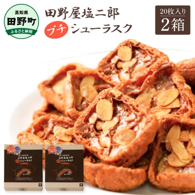 【四国一小さなまち】★田野屋塩二郎完全天日塩★プチシューラスク(20枚入)　2箱