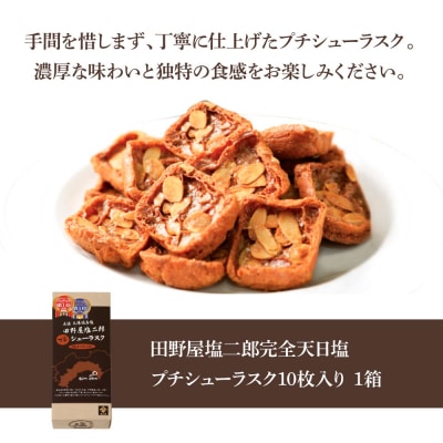 【四国一小さなまち】★田野屋塩二郎完全天日塩★ プチシューラスク(10枚入)　1箱