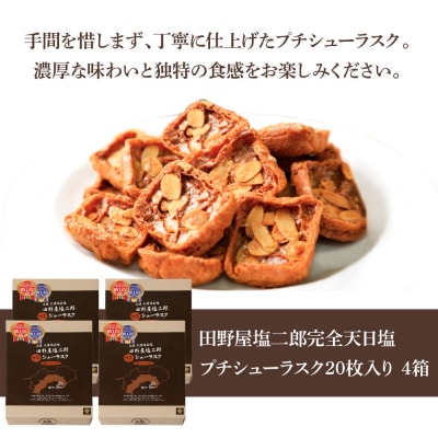 【四国一小さなまち】★田野屋塩二郎完全天日塩★ プチシューラスク(20枚入)　4箱 
