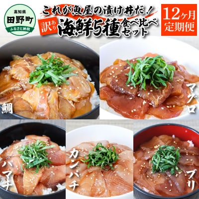 これが魚屋の漬け丼だ!海鮮5種食べ比べセット 80g×10P★訳あり★12ヶ月定期便 