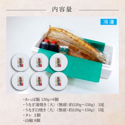 ★四国一小さなまち★田野町産うなぎのわっぱ飯6個+うなぎの蒲焼き(大)1尾+うなぎの白焼き(大)1尾