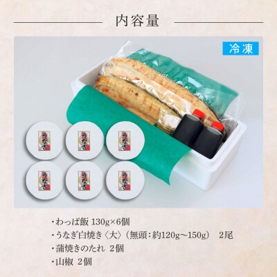 ★四国一小さなまち★田野町産うなぎのわっぱ飯6個+田野町産うなぎの白焼き(大)2尾
