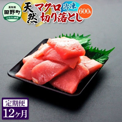【四国一小さなまち】天然マグロ切り落とし 600g(冷凍)★12ヶ月定期便★