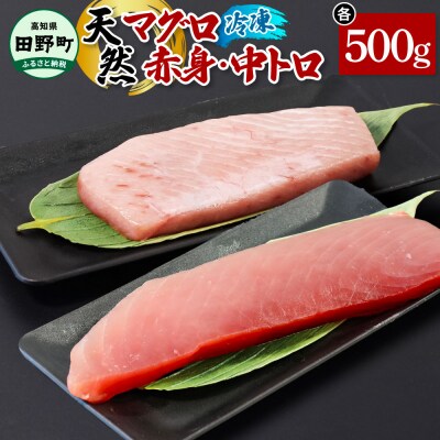 【四国一小さなまち】天然マグロ(赤身・中トロ)　各500g ★冷凍★