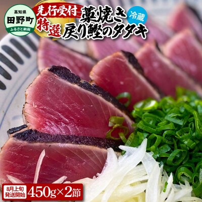 【四国一小さなまち】特選戻り鰹のわら焼きタタキ 約450g×2節 ニンニク1玉・たれ・薬味付★冷蔵★