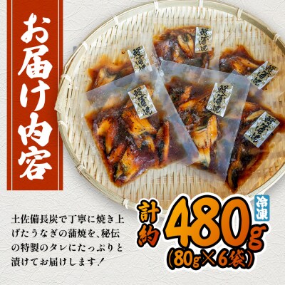 【四国一小さなまち】きざみうなぎ蒲焼約80g×6P計約480gカット済み蒲焼き かば焼き 鰻tano