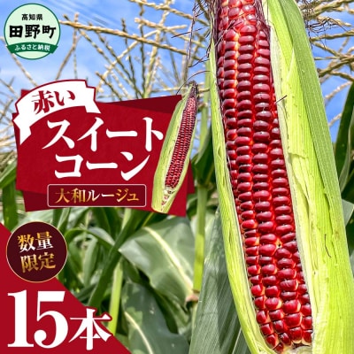 【四国一小さなまちのとうもろこし】赤いスイートコーン「大和ルージュ」　15本