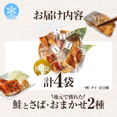 ~四国一小さなまち~ 焼魚 4種食べ比べ(さば+鮭+旬の魚2種) 計4袋