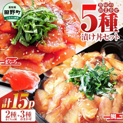 これが魚屋の漬け丼だ!魚屋のおまかせ5種漬け丼セット《鮪+鯛+おまかせ3種》5種×3P　合計15P