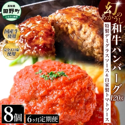 幻のあかうし和牛ハンバーグ 8個入り 6ヶ月定期便【特製デミソース トマトソース付き】