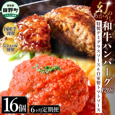 幻のあかうし和牛ハンバーグ 16個入り 6ヶ月定期便【特製デミソース トマトソース付き】