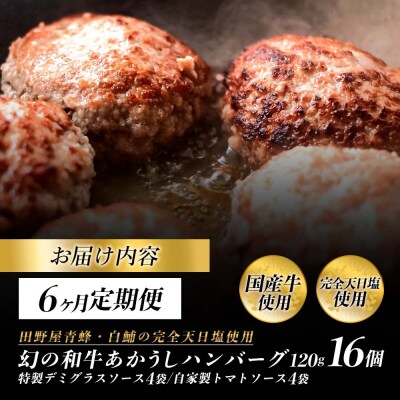 幻のあかうし和牛ハンバーグ 16個入り 6ヶ月定期便【特製デミソース トマトソース付き】
