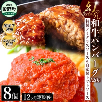 幻のあかうし和牛ハンバーグ 8個入り 12ヶ月定期便【特製デミソース トマトソース付き】