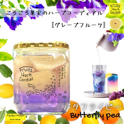 ごろごろ果実のハーブコーディアル　グレープフルーツ (バタフライピー)