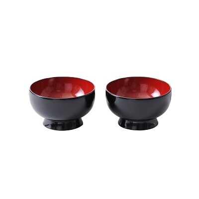 川連漆器　うどん椀5寸　黒内朱[C7-5601]