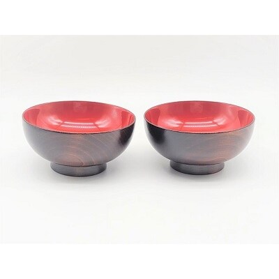 川連漆器　木目汁椀　ペア[B5-5801]