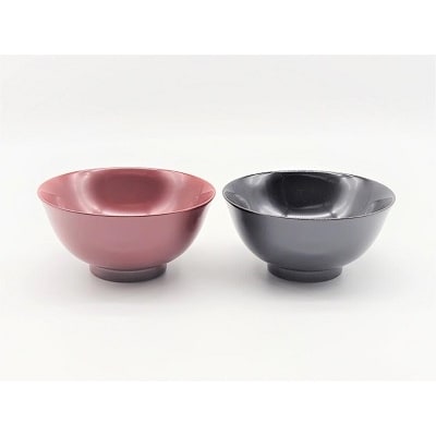 川連漆器　羽反飯椀　ペア[H5802]