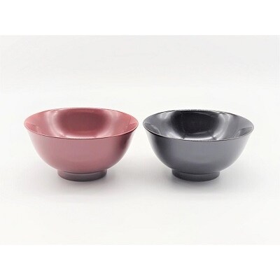 川連漆器　羽反飯椀　ペア[H5802]