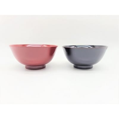川連漆器　羽反飯椀　ペア[H5802]