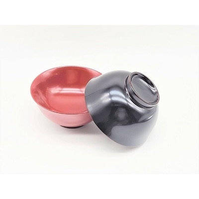 川連漆器　羽反飯椀　ペア[H5802]