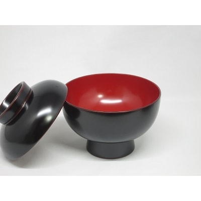 川連漆器　雑煮椀　溜内朱[C5802]