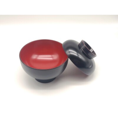 川連漆器　雑煮椀　溜内朱[C5802]