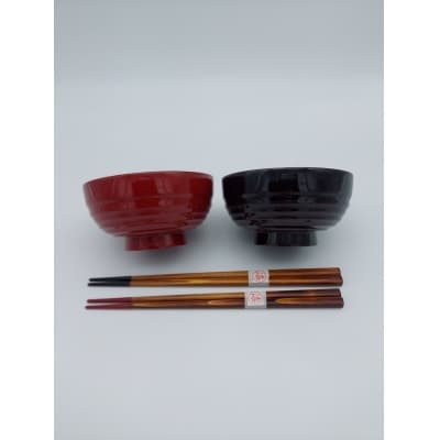 筋入で持ちやすいお椀と箸セット[H2-5701]