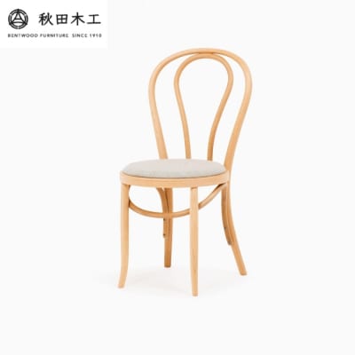 【秋田木工】ダイニングチェア「No.16B-OU」　ナチュラル塗装×ベージュ[E7403-1]