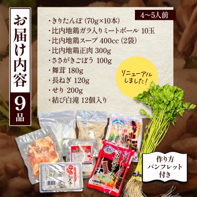 きりたんぽ鍋 4～5人前 秋田名物 三関産セリ きりたんぽ 比内地鶏 鍋セット[H2-11301]