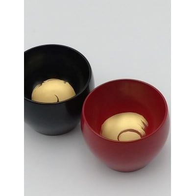 川連漆器　ぐい吞み蒔絵付2客組[B5-5303]