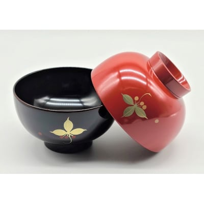 川連漆器　夫婦椀　やぶこうじ[H5804]