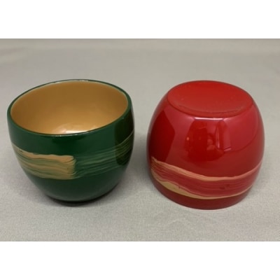 川連漆器　起き上るぐい呑みペア(2入)[H6403]