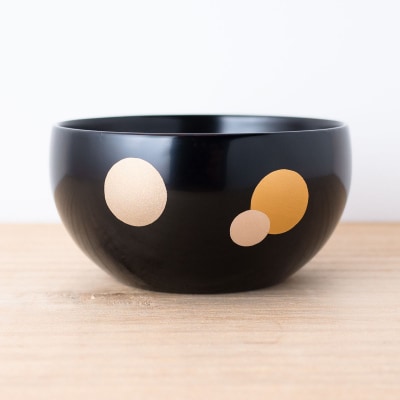 小鉢 ( 水玉 ) 黒 《 川連漆器 》 / 伝統的工芸品[L9202]