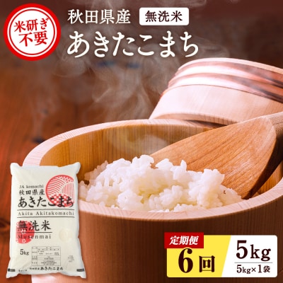 秋田県産あきたこまち 定期便 6回5kg 無洗米 令和6年産 新米[O9-2501]