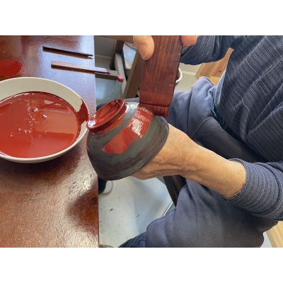 川連漆器　朱うるみ内黒3.6寸羽反汁椀[L5501]
