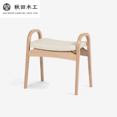 【秋田木工】スツール「No.202-H」　ナチュラル塗装×ベージュ[Q7401-1]