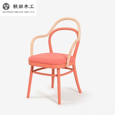 【秋田木工】ダイニングチェア「magekko」　オレンジ塗装(珊瑚朱)　[F7405-1]