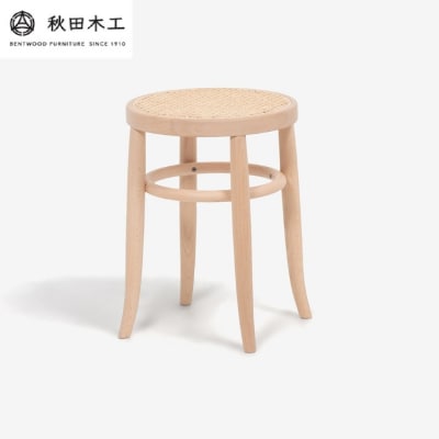 【秋田木工】スツール「No.209-R」　白木塗装[P7401-1]