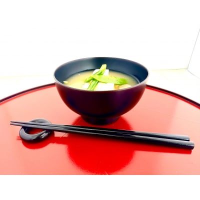 川連漆器　銀溜　まんぷく椀[B5505]