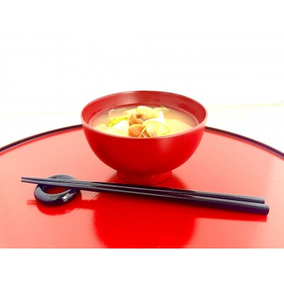 川連漆器　銀朱　まんぷく椀[B5504]