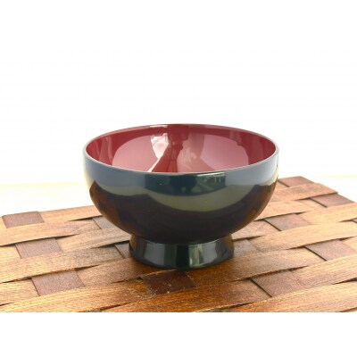 川連漆器　黒内朱　そば椀[H2-5503]