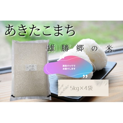 あきたこまち 雄勝郷の米 白米5×4袋 真空包装[O6-2001]