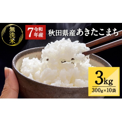 秋田県湯沢市産 あきたこまち 真空パック 無洗米 3kg(300g×10袋)[B3-15701]